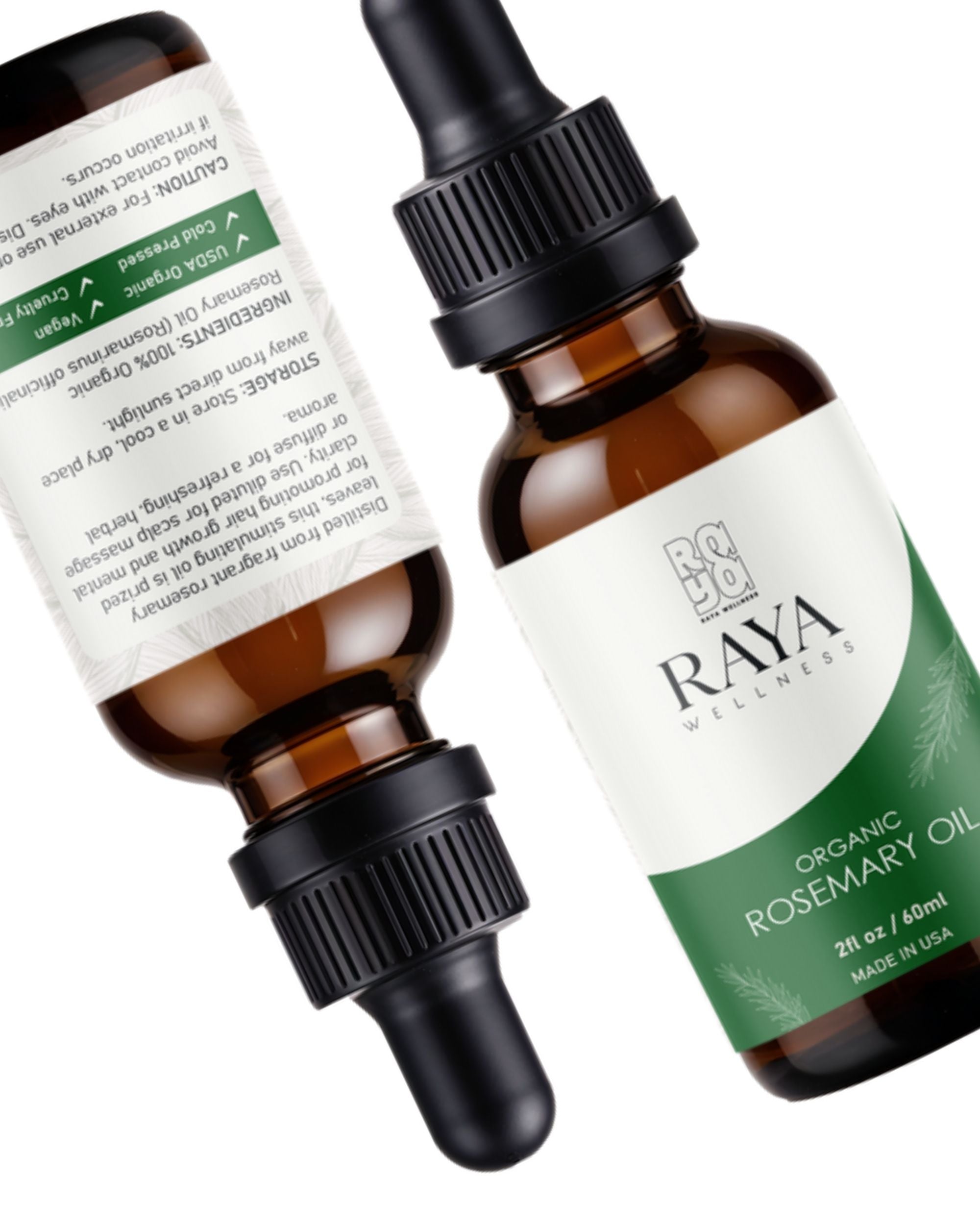 Raya Wellness Organic Rosemary Essential Oil – 2 fl oz (60 ml) | Steam-Distilled, Herbaceous Scent | USDA Organic