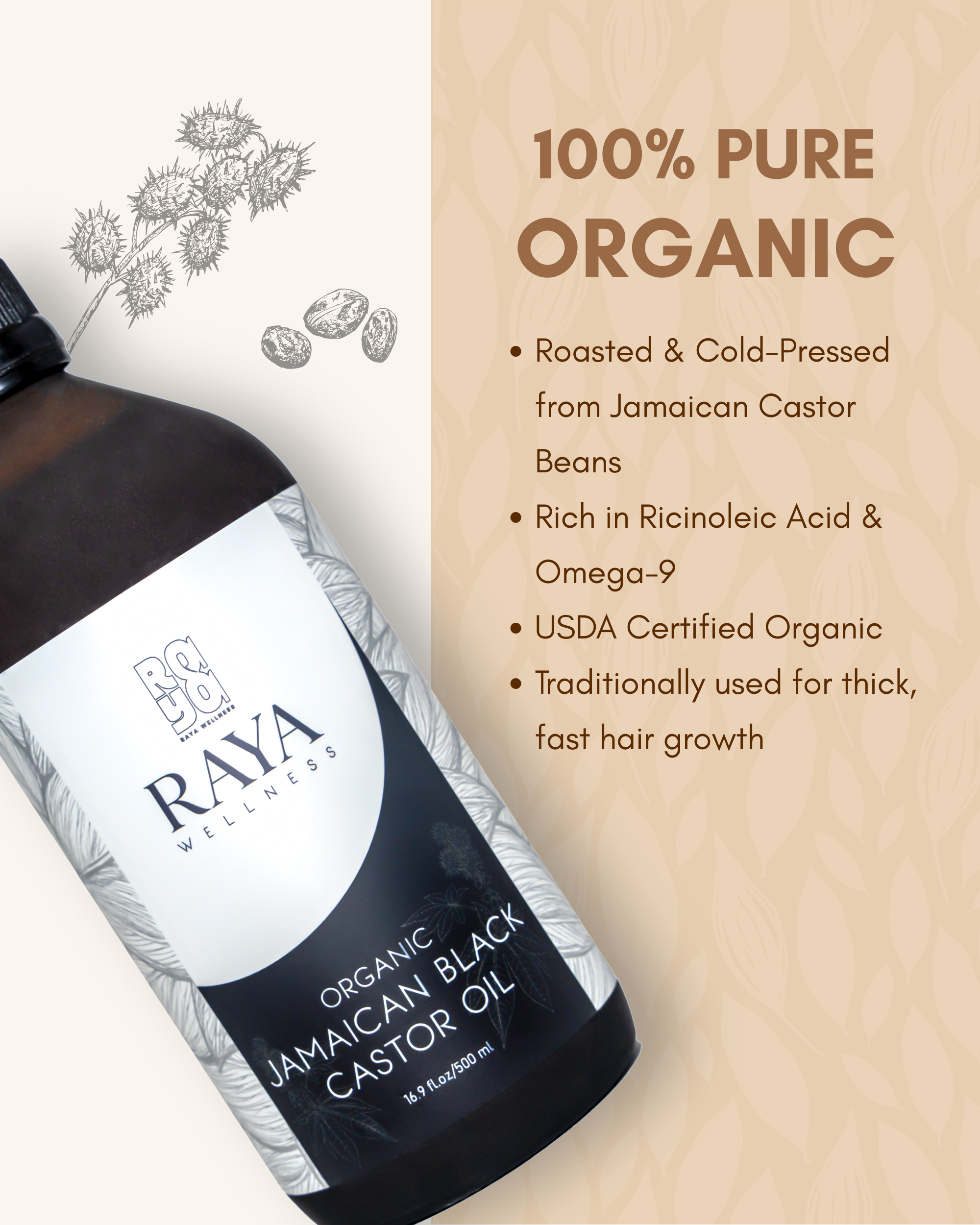 Authentic Jamaican Black Castor Oil 100ml - Traditional Roasted Bean Oil for Maximum Hair Growth