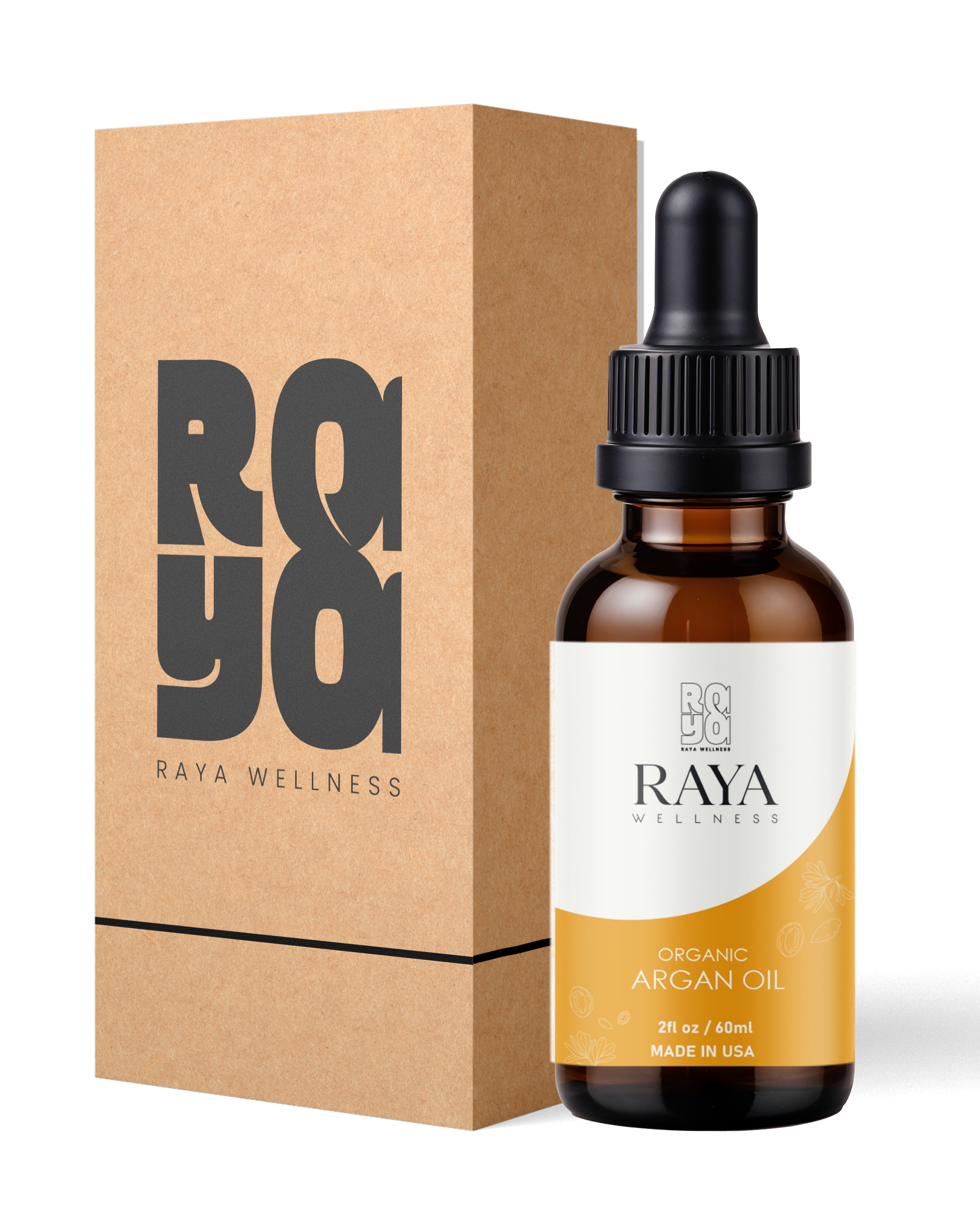 Raya Wellness - USDA Organic Argan Oil - Cold-Pressed - Glass Bottle - 2 fl oz (60 ml)