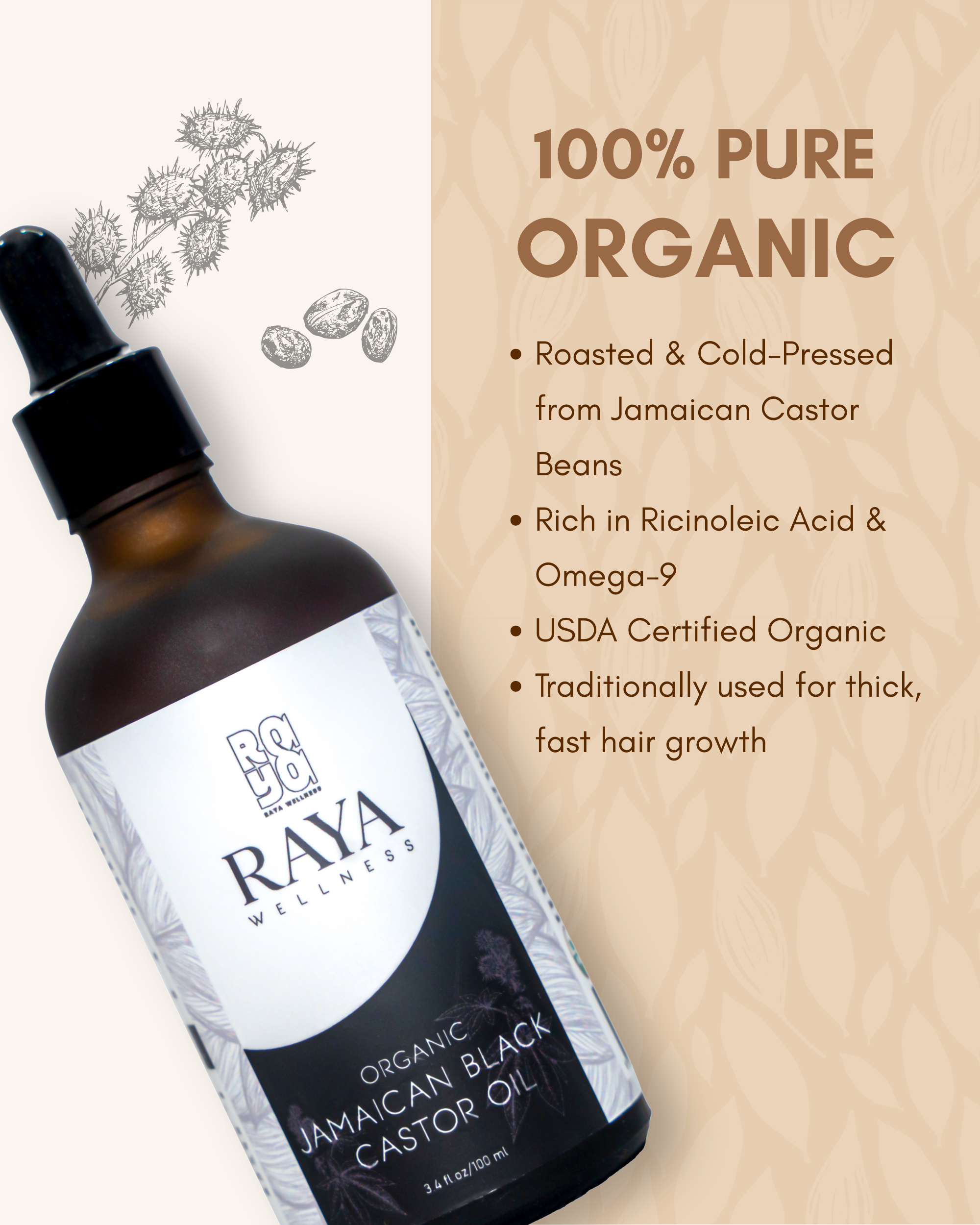 Authentic Jamaican Black Castor Oil 100ml - Traditional Roasted Bean Oil for Maximum Hair Growth