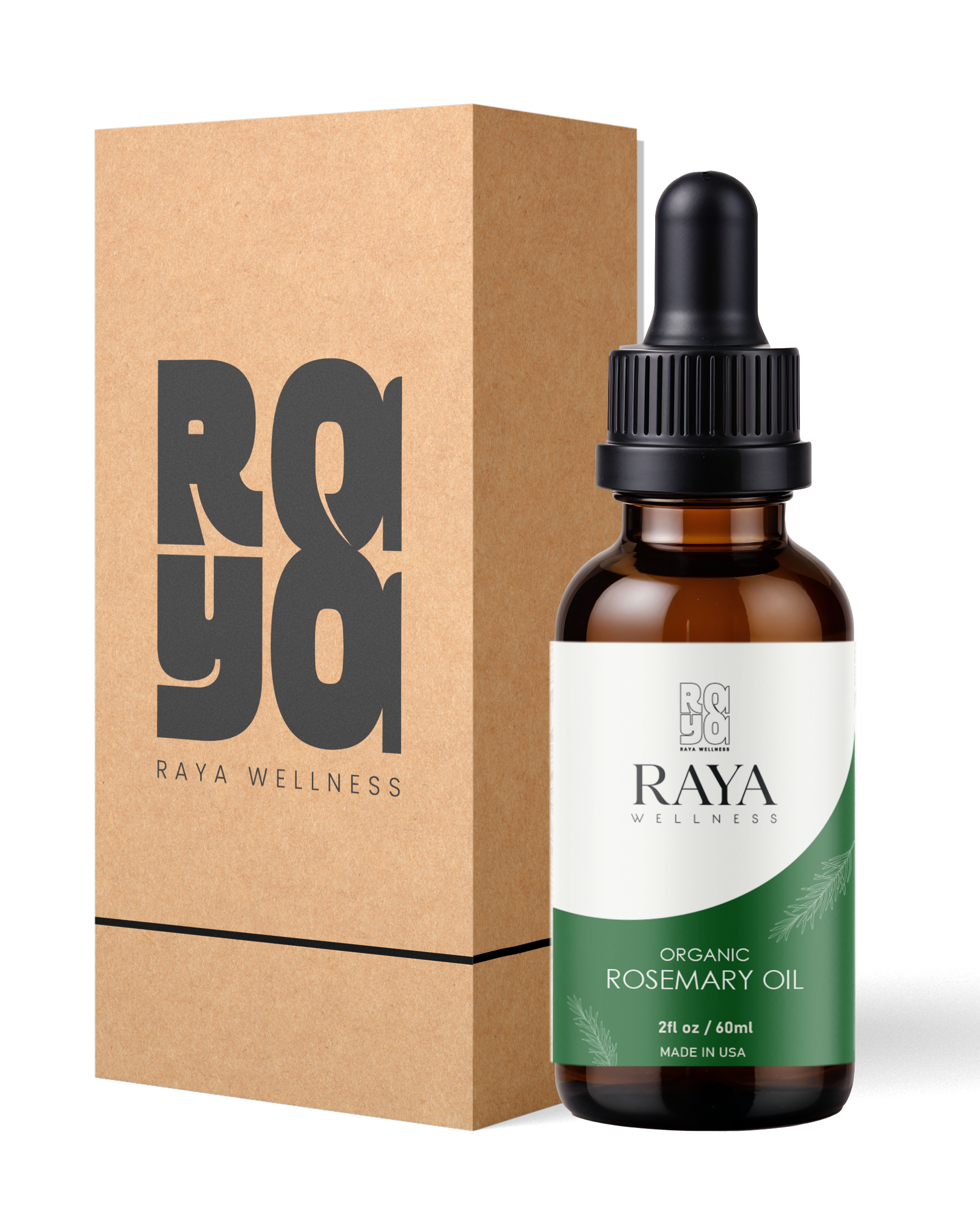 Raya Wellness - USDA Organic Rosemary Essential Oil - Steam-Distilled - Glass Bottle - 2 fl oz (60 ml)