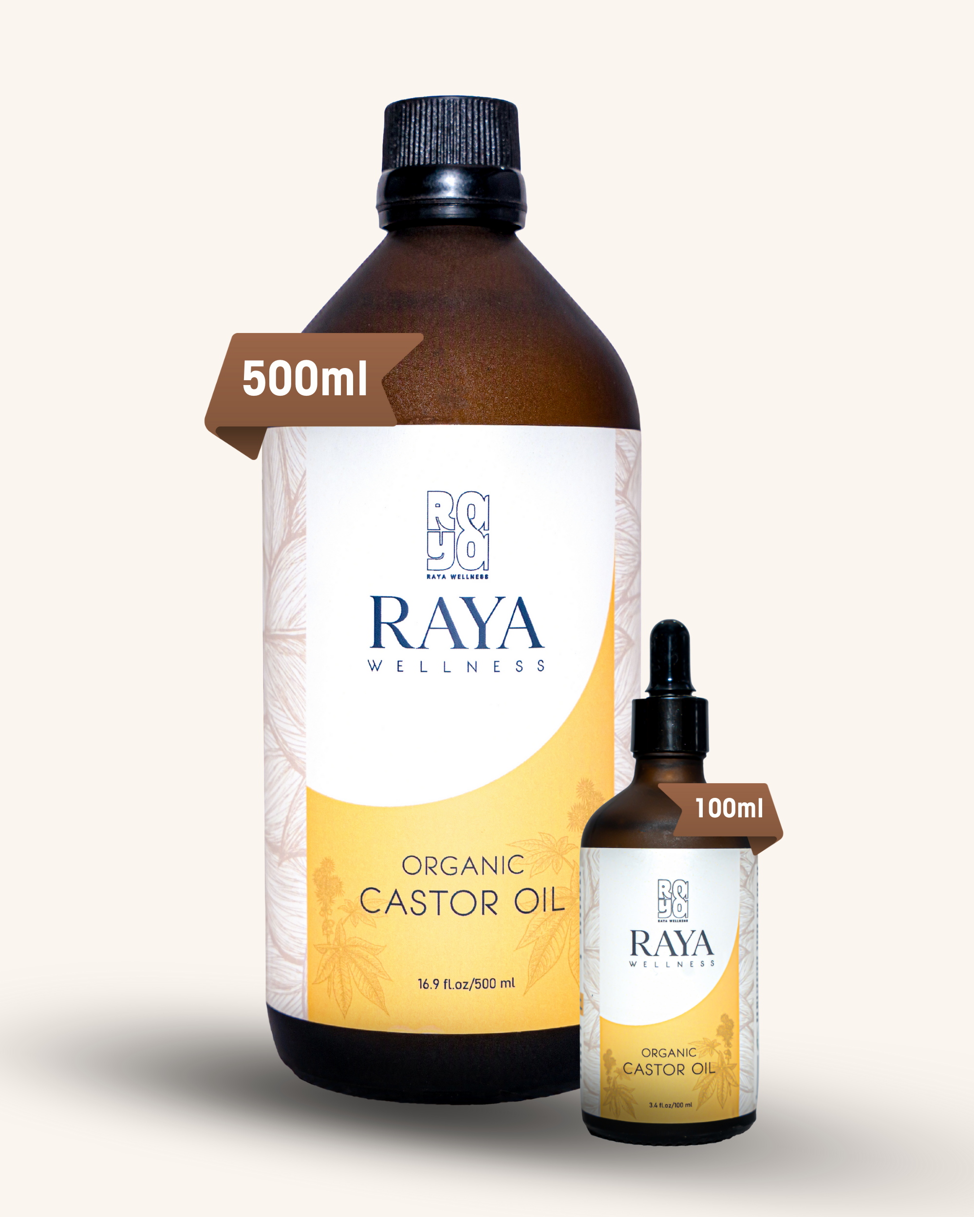 Pure Organic Castor Oil 100ml - Cold-Pressed Ricinus Communis Oil for Hair Growth & Skin Nourishment