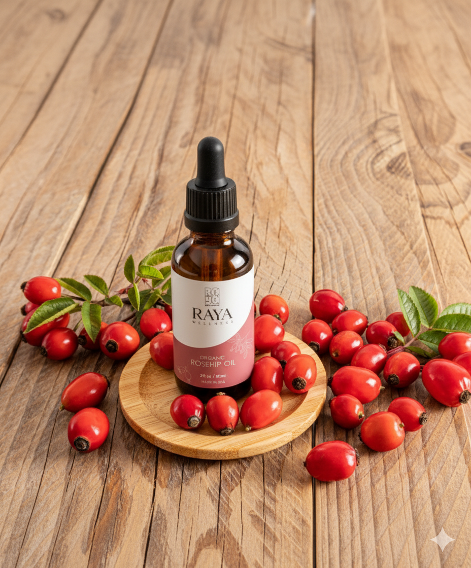 Raya Wellness Organic Rosehip Seed Oil – 2 fl oz (60 ml) | Cold-Pressed Facial Oil | USDA Organic