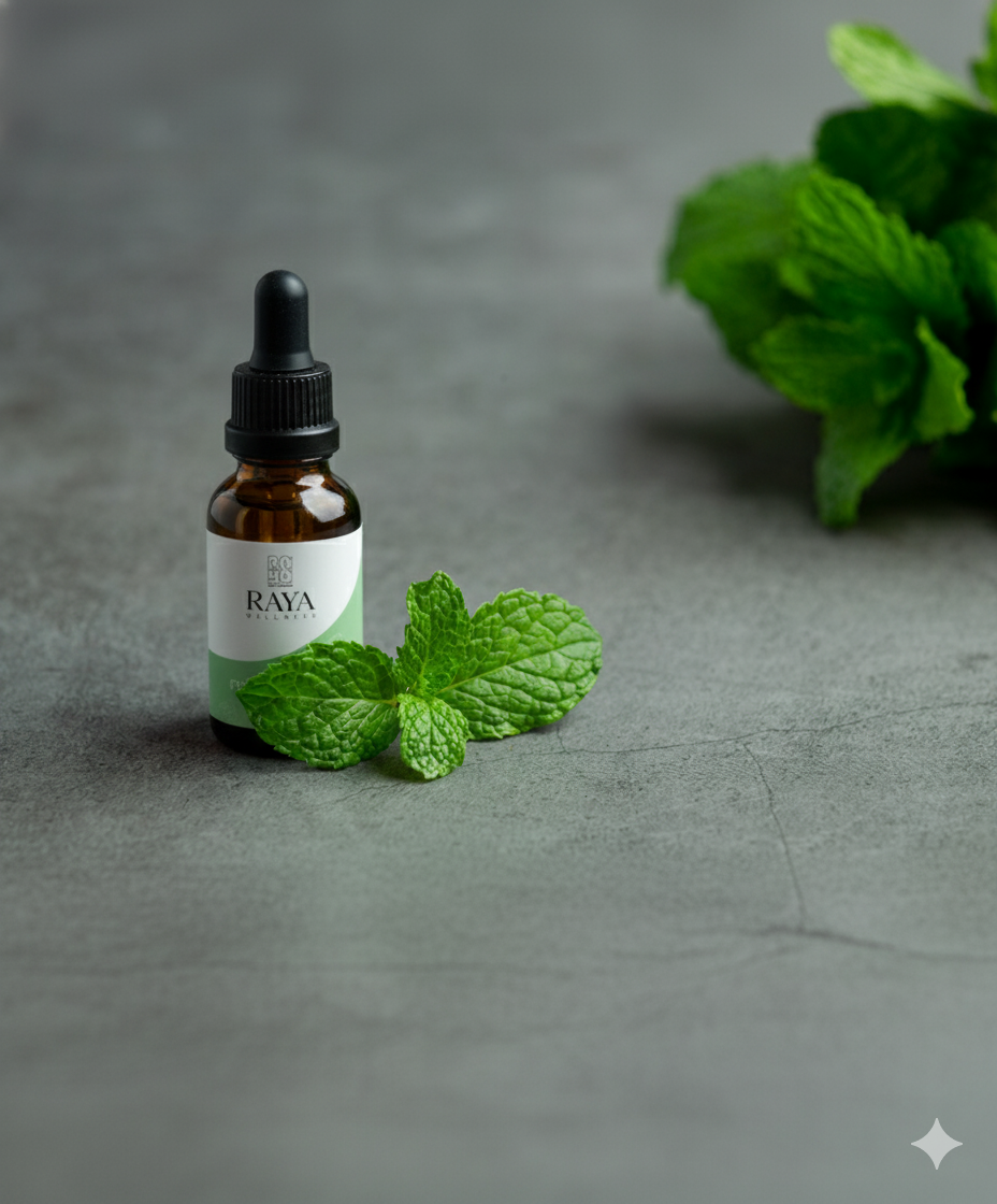 Raya Wellness Organic Peppermint Essential Oil – 2 fl oz (60 ml) | Steam-Distilled, Cooling Aroma | USDA