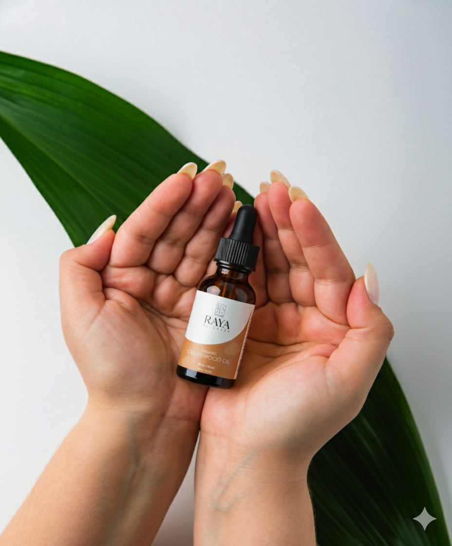 Raya Wellness Organic Cedarwood Essential Oil – 2 fl oz (60 ml) | Steam-Distilled, Warm & Woody | USDA Organic