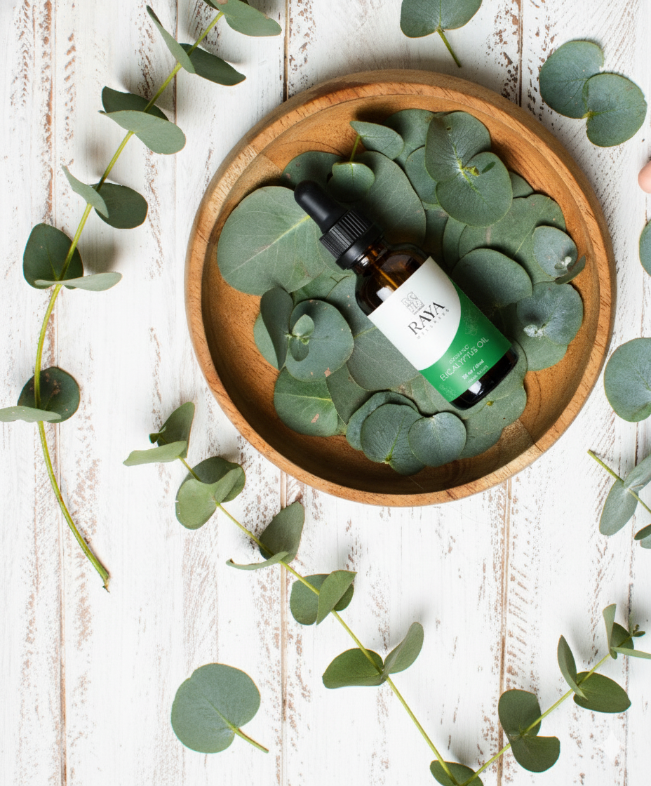 Raya Wellness Organic Eucalyptus Essential Oil – 2 fl oz (60 ml) | Steam-Distilled Aromatherapy | USDA Organic