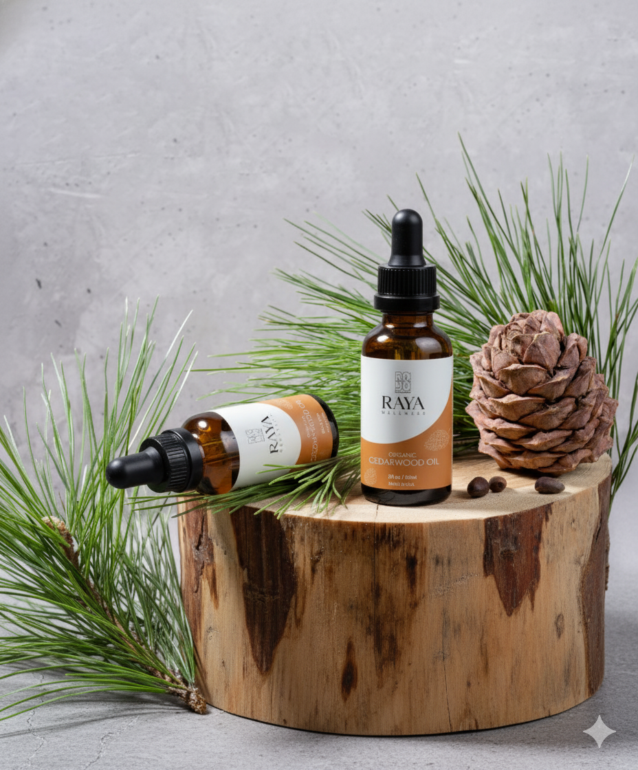 Raya Wellness Organic Cedarwood Essential Oil – 2 fl oz (60 ml) | Steam-Distilled, Warm & Woody | USDA Organic